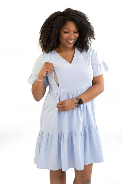 Nursing Dress With Pockets | Bell Sleeve | Periwinkle