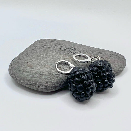 Handmade Blackberry Clay Dangling Earrings