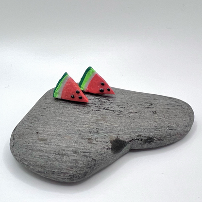 Watermelon Slice Clay Stud Earrings
