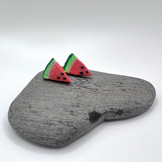 Watermelon Slice Clay Stud Earrings