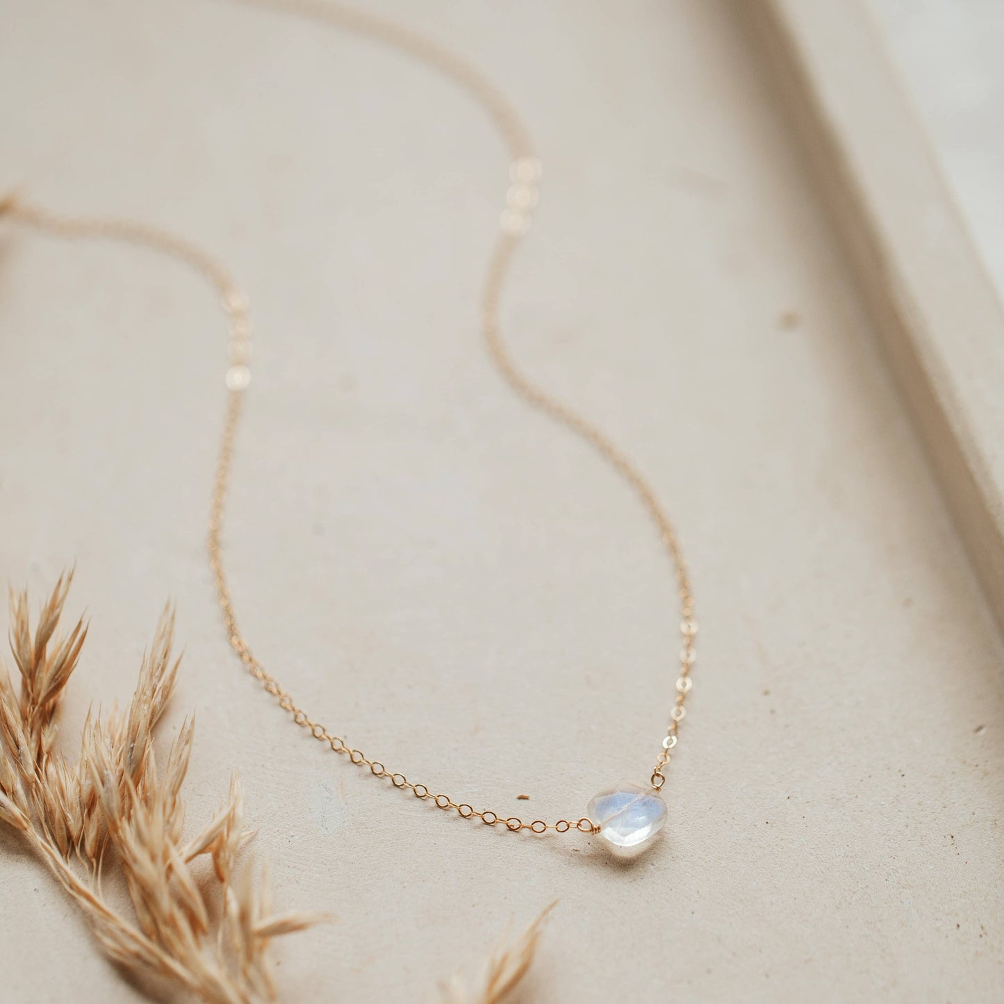 Hello Adorn Moonstone Cushion Necklace